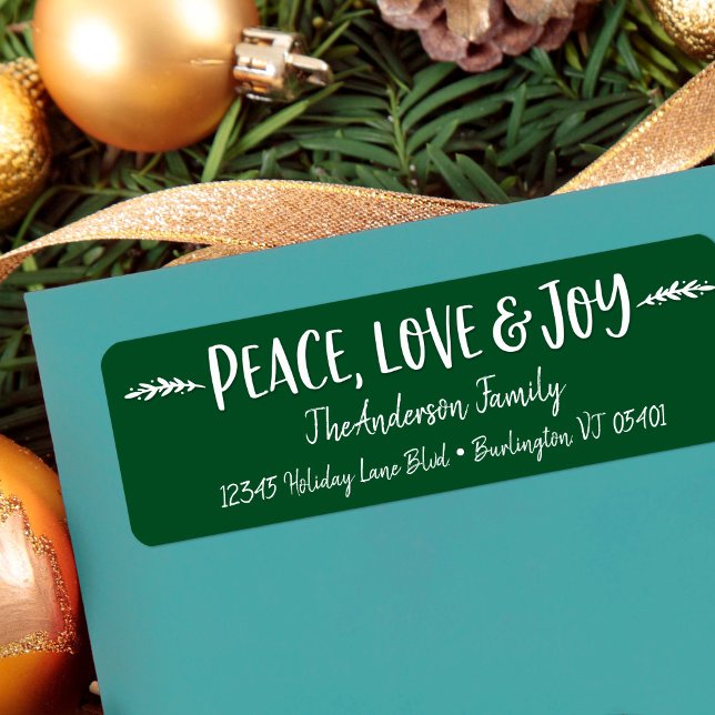 Peace Love Joy Modern Typography Green Custom Name (Créateur téléchargé)
