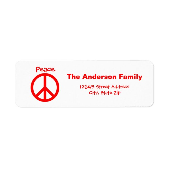 Peace, Love, Joy Peace Sign - Address Label (Front)