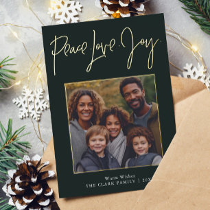 "Peace Love Joy" Photo Foil Holiday Card