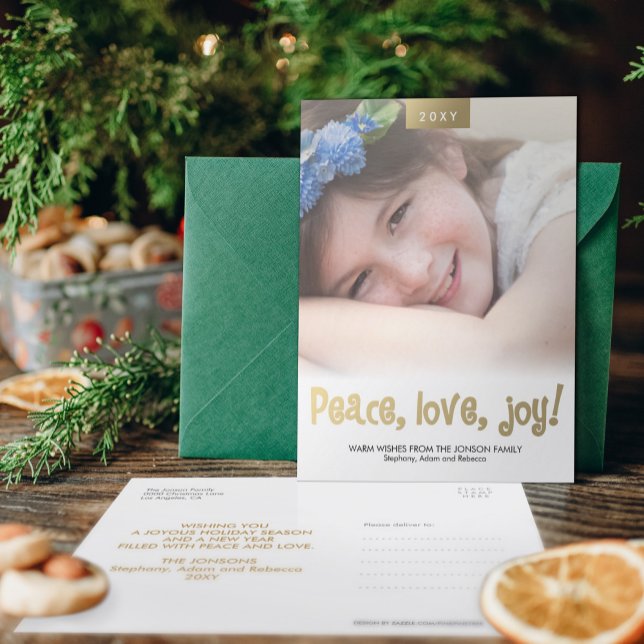 Peace Love Joy Photo personnalisée Carte postale m (Créateur téléchargé)