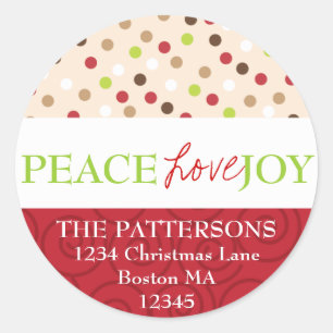 Peace Love Joy Polka Dots Address Label
