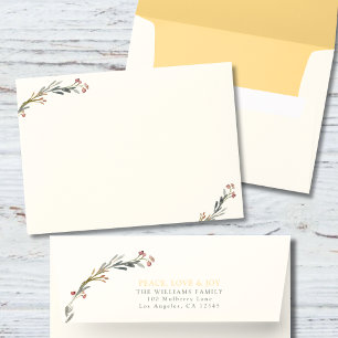 Peace Love Joy Red Berries 5x7 Return Address Envelope