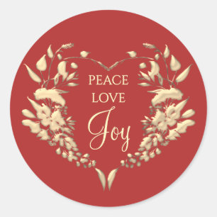 Peace Love Joy Red Gold Christmas Envelope Seal