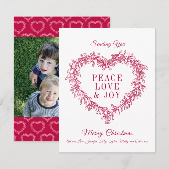 Peace, love joy red mistletoe heart Christmas (Front/Back)