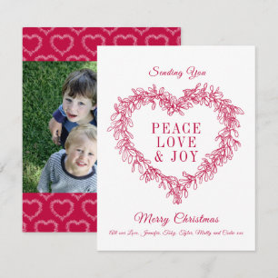 Peace, love joy red mistletoe heart Christmas