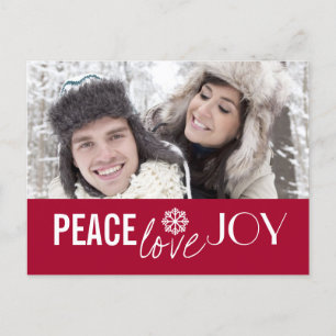 Peace Love Joy Red Snowflake Holiday Postcards
