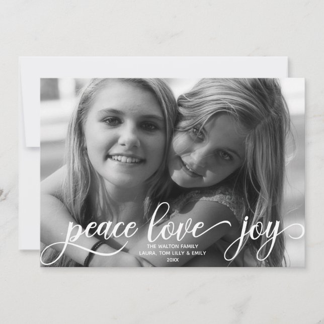 Peace Love Joy Scandinavian Holiday Photo (Front)