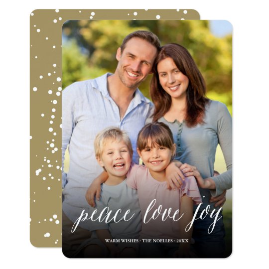 Peace Love Joy Script Modern Holiday Photo Card