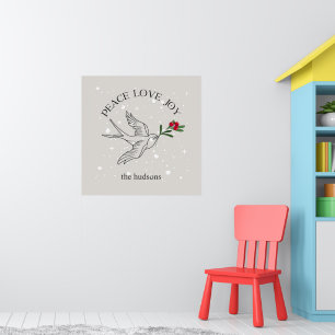Peace Love Joy SnowBird Christmas Holiday Poster