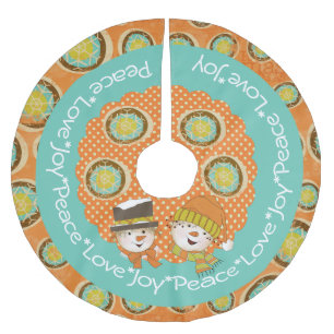 Peace Love Joy Snowmen Holiday Tree Skirt
