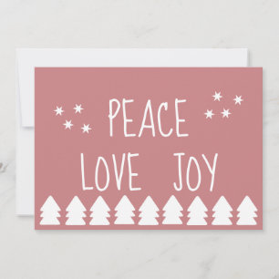 Peace Love Joy  Soft Pink Holiday Card