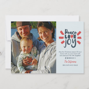 Peace Love Joy Typographie Photo Carte de vacances