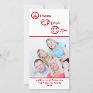 Peace, Love, Joy Vertical - Photocard Holiday Card