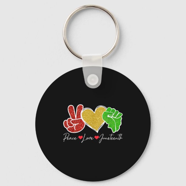 Peace love juneteenth 1865 black pride freedom keychain (Front)