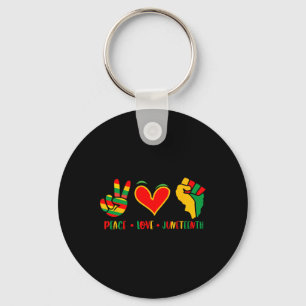 Peace Love Juneteenth 1865 Independence Day Black Keychain
