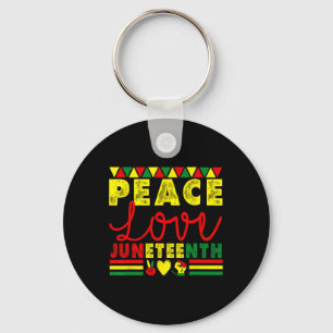 Peace Love Juneteenth African American Black Histo Keychain