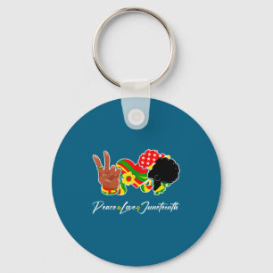 Peace love juneteenth black pride freedom 4th of keychain