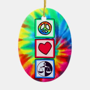 Peace, Love, Justice Ceramic Ornament