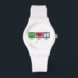 Peace Love Justice Watch<br><div class="desc">A cute gift for a lawyer,  attorney,  judge or someone in law. A peace sign,  heart,  and the scales of justice. A good law school gift for someone who just passed the bar!</div>