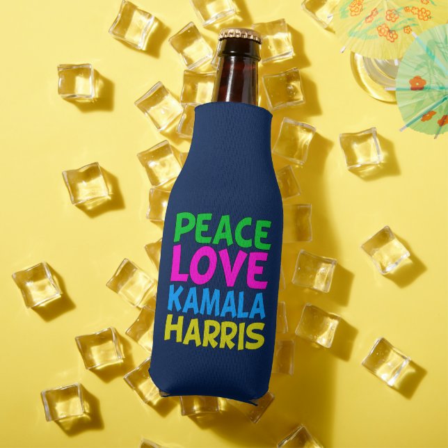 Peace Love Kamala Harris Cute Blue Bottle Cooler (In Situ Summer)