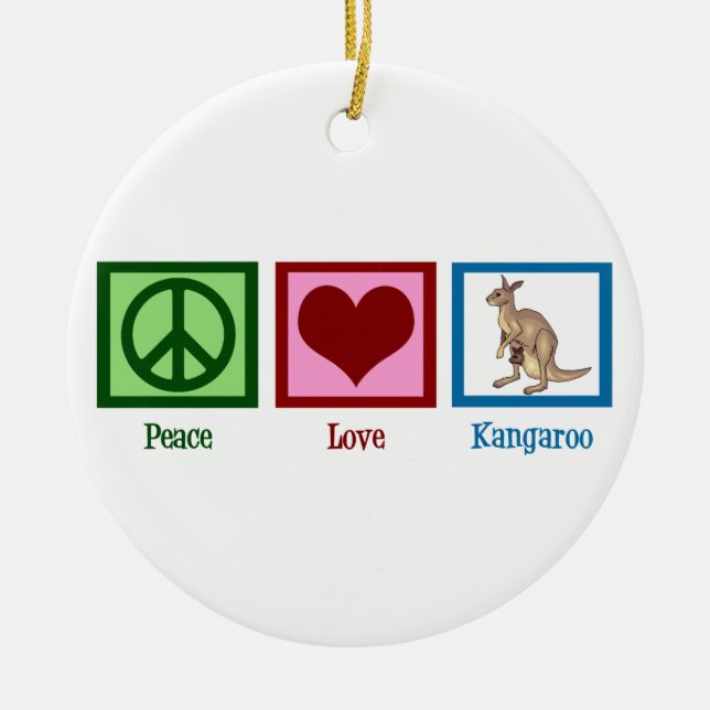 Peace Love Kangaroo Ceramic Ornament (Front)