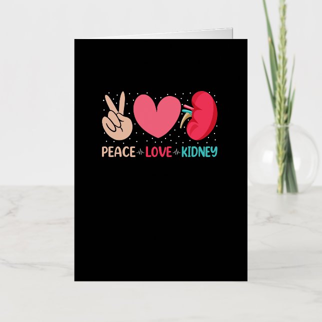 Peace Love Kidney - Nephrology Dialysis Tech Nurse Foil Greeting Card (Front)