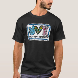 Peace Love Kindergarten Team Back To School Leopar T-Shirt