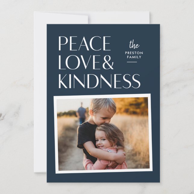 Peace Love & Kindness Holiday Christmas Photo Card (Front)