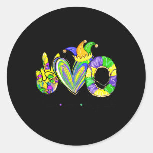 Peace Love King Cake Mardi Gras For Men Women Classic Round Sticker