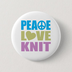 Peace Love Knit 2 Inch Round Button