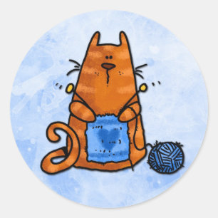 peace love knit classic round sticker