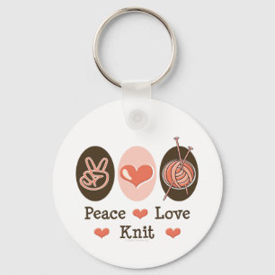 Peace Love Knit Key Chain