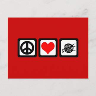 Peace love knit postcard