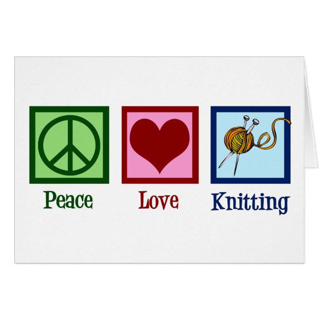 Peace Love & Knitting Card (Front Horizontal)