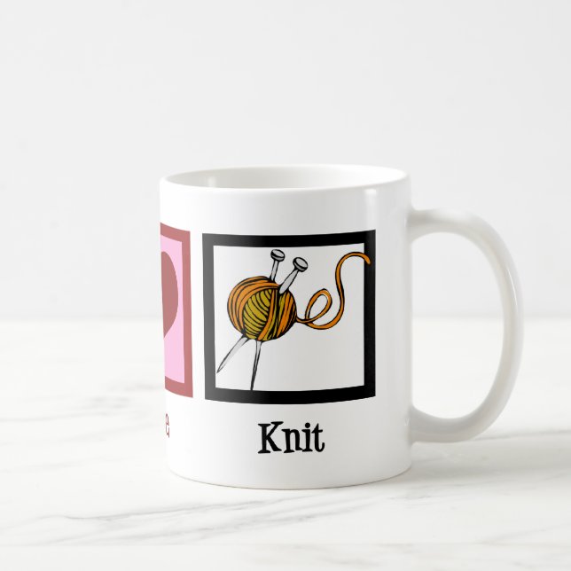Peace Love & Knitting Coffee Mug (Right)
