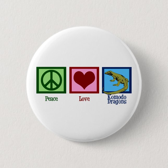 Peace Love Komodo Dragons 2 Inch Round Button (Front)