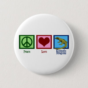Peace Love Komodo Dragons 2 Inch Round Button