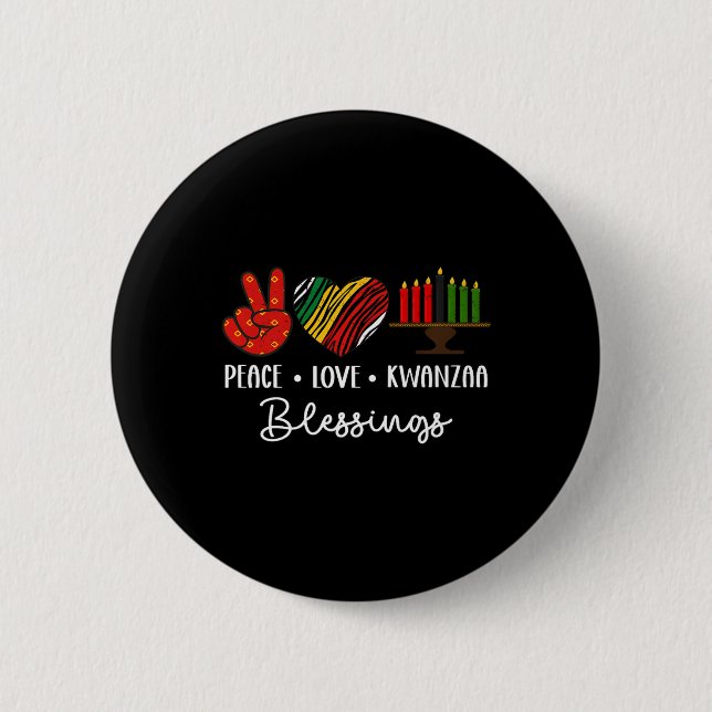 Peace Love Kwanzaa Blessings Christmas African Hol 2 Inch Round Button (Front)