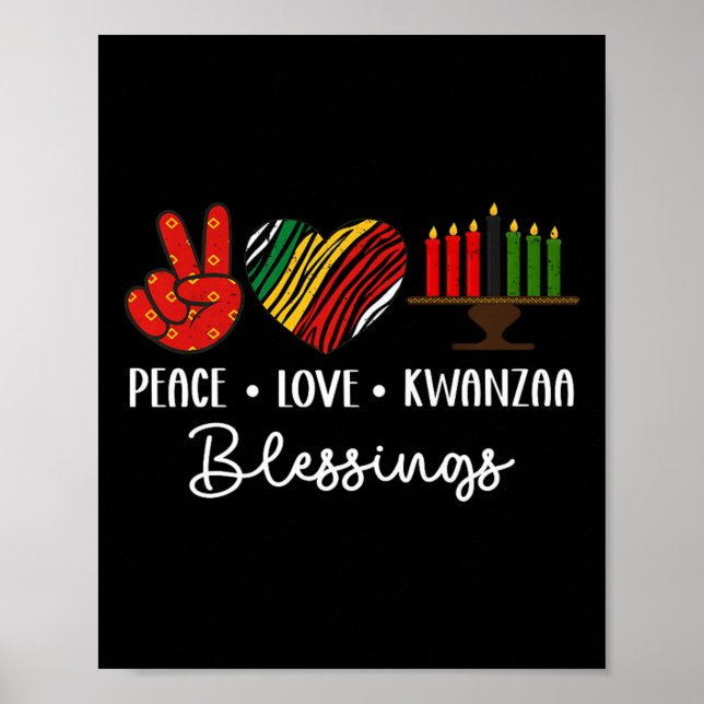 Peace Love Kwanzaa Blessings Christmas African Hol Poster (Front)