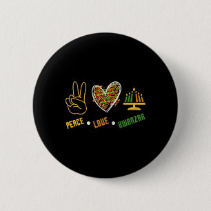 Peace Love Kwanzaa Kinara African American Black C 2 Inch Round Button