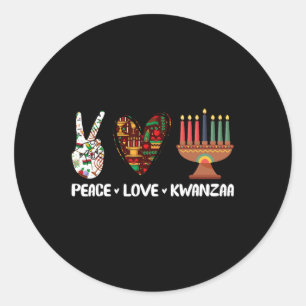 Peace Love Kwanzaa Pyjamas African Happy Kwanzaa M Classic Round Sticker
