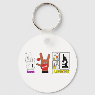 PEACE LOVE LABORATORY KEYCHAIN