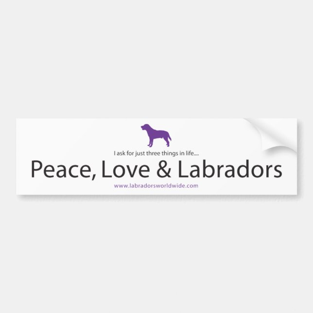 Peace, Love & Labradors Bumper Sticker (Front)