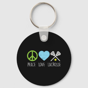 Peace Love Lacrosse Cool Lax Player Goalie Hippie Keychain