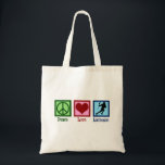 Peace Love Lacrosse Tote Bag<br><div class="desc">A cool lacrosse player tote bag for someone who likes the fun sport. Peace Love Lacrosse.</div>