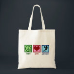 Peace Love Lacrosse Tote Bag<br><div class="desc">A cool lacrosse player tote bag for someone who likes the fun sport. Peace Love Lacrosse.</div>