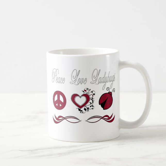 Peace Love Ladybugs Coffee Mug (Right)