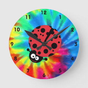 Peace, Love, Ladybugs Round Clock