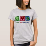 Peace Love Landscaping T-Shirt<br><div class="desc">Peace Love Landscaping Christmas gift for a landscaper who is an expert at horticulture and transforming your yard or lawn with pretty flora and fauna. A cute present for someone who perfectly manicures your lawn's grass and flowers or an arborist company that performs tree trimming. Cute lawn care design.</div>