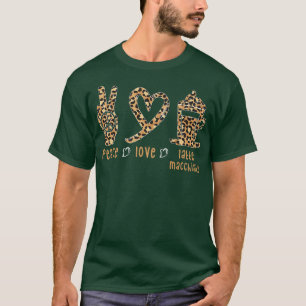 Peace Love Latte Macchiato Cute Leopard Print Coff T-Shirt